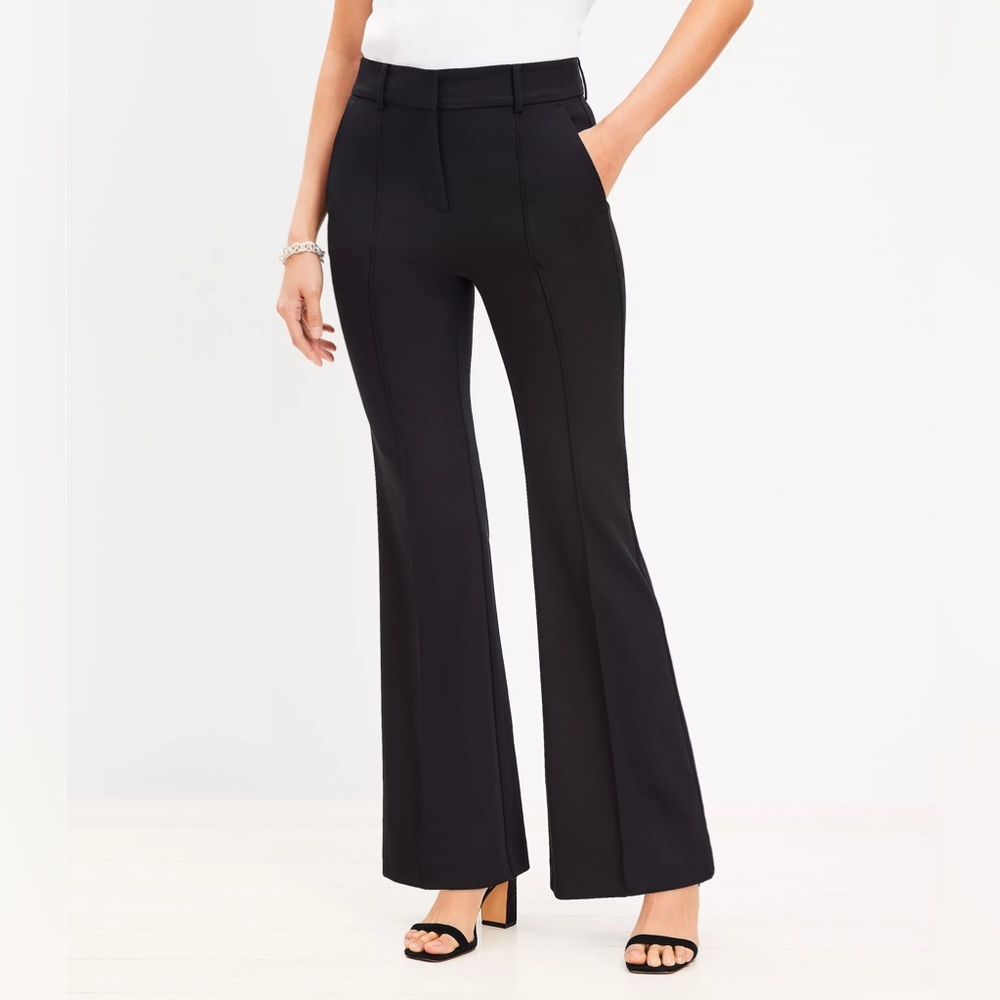 LOFT Pintucked Sutton Flare Pants Petite